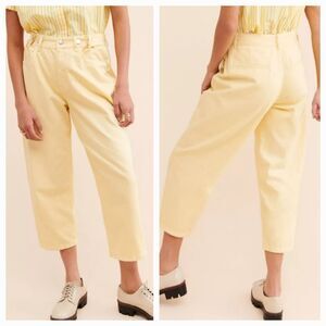 New Urban Outfitters EDWIN W's (L) Yellow Maiia Cropped Wide-Leg Crop Jeans $228